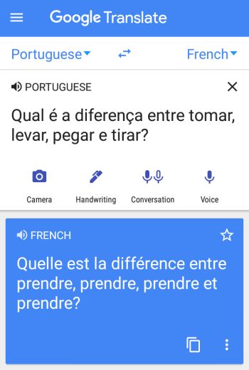 Como se diz « prendre » em Português?